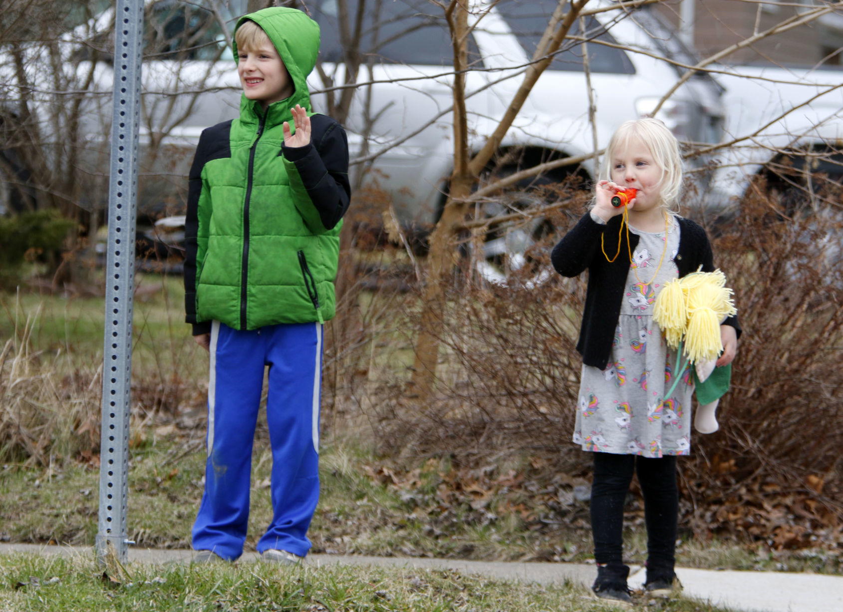 Myers Elementary staff parades through Portage neighborhood